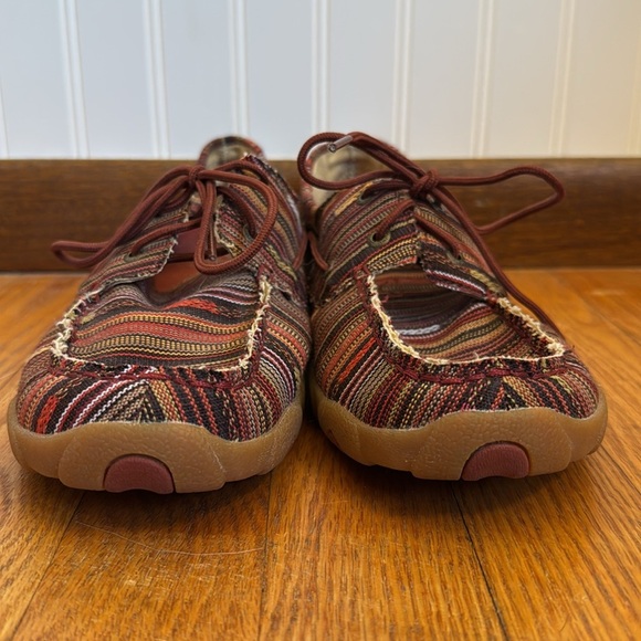 Twisted X Women’s Striped Red Multi Driving Moccasins Size 11 - Picture 5 of 8